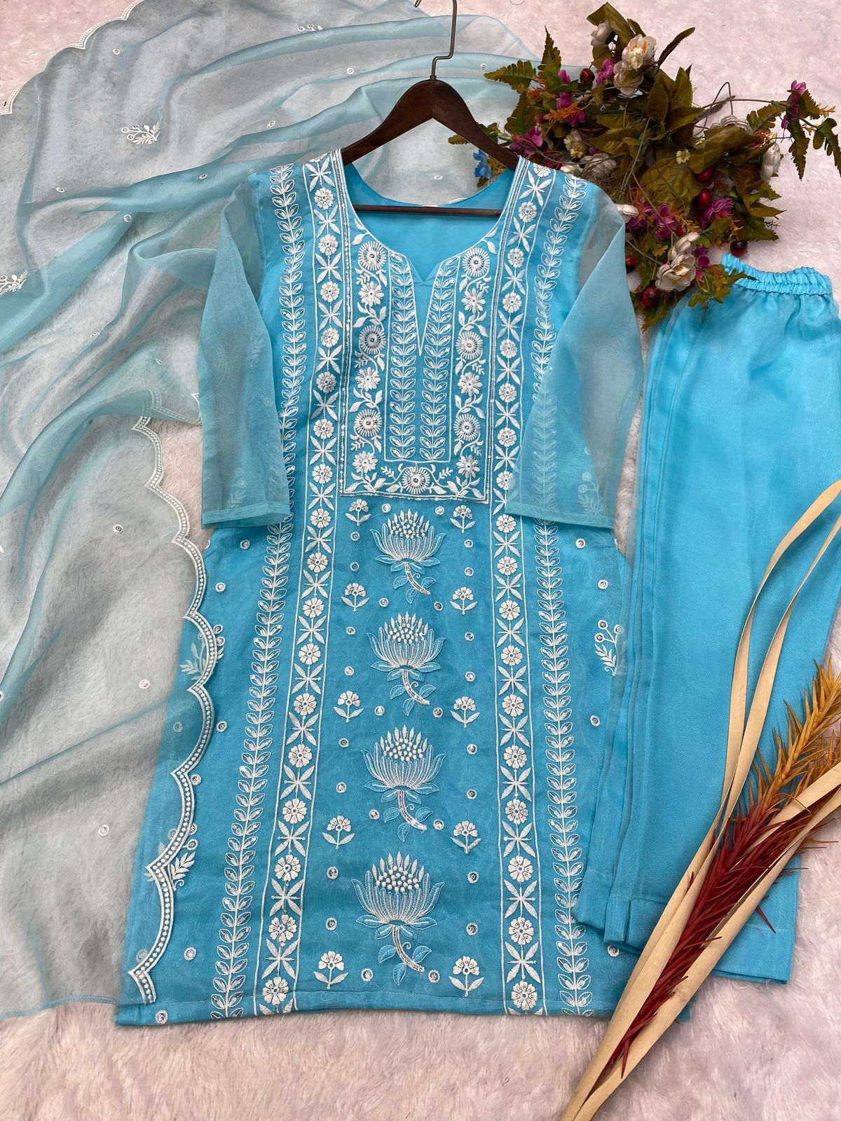 LG 1737 Organza Embroidery Work Readymade Suits Manufacturers
